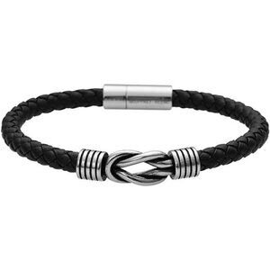 Men's Braided Genuine Leather Knot Bracelet with Stainless Steel